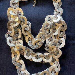 Sassy Jones Pearlescent Grey Marbled Multi-Strand Link Necklace